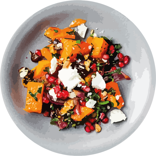Une salade d'automne - Butternut, jeunes pousses et féta, topping Bibo !